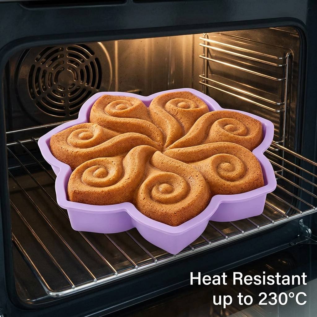 Kitchen Appliances Packages - Große Blumen-Silikon-Kuchenform Spiralförmige Backform 3D Blumenmuster