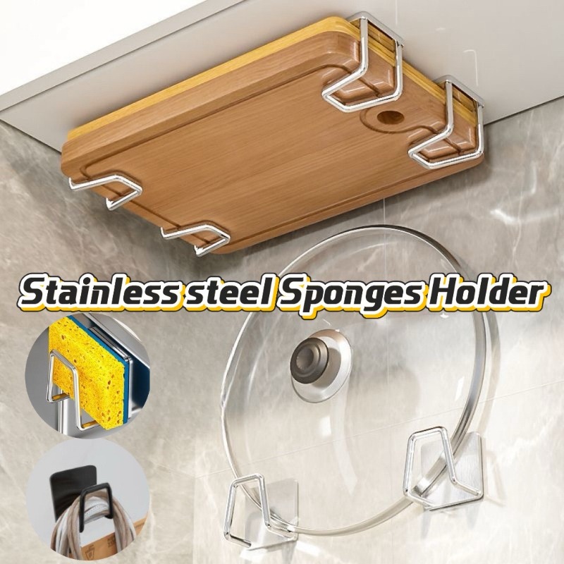 Kitchen Appliances Rack - 1-10 Stück Küchen-Edelstahl-Schwammhalter Selbstklebender Abfluss-Trockenständer Haushaltswandhaken