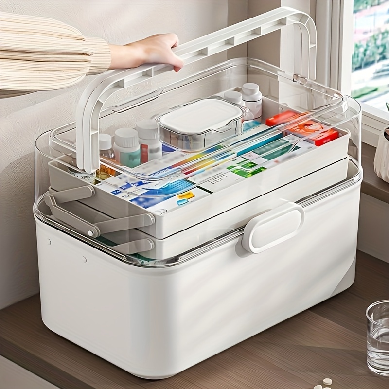 Kitchen Appliances In White - Große Medikamentenaufbewahrungsbox/Verteilbox mit transparentem Deckel –
