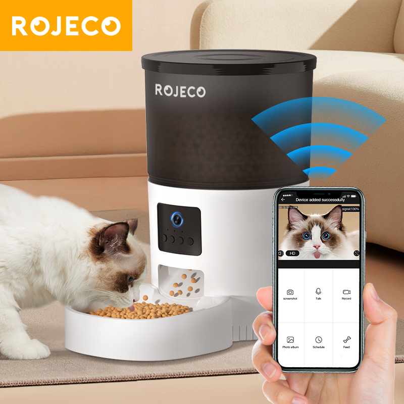 Kitchen Appliances Video - ROJECO Automatischer Katzenfutterspender mit Kamera, Video-Katzenfutterspender,
