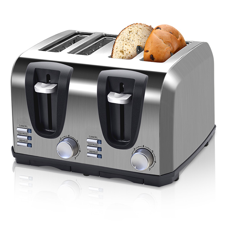 Toaster 4 Slice - Retro Breiter Schlitz-Toaster für Bagels und